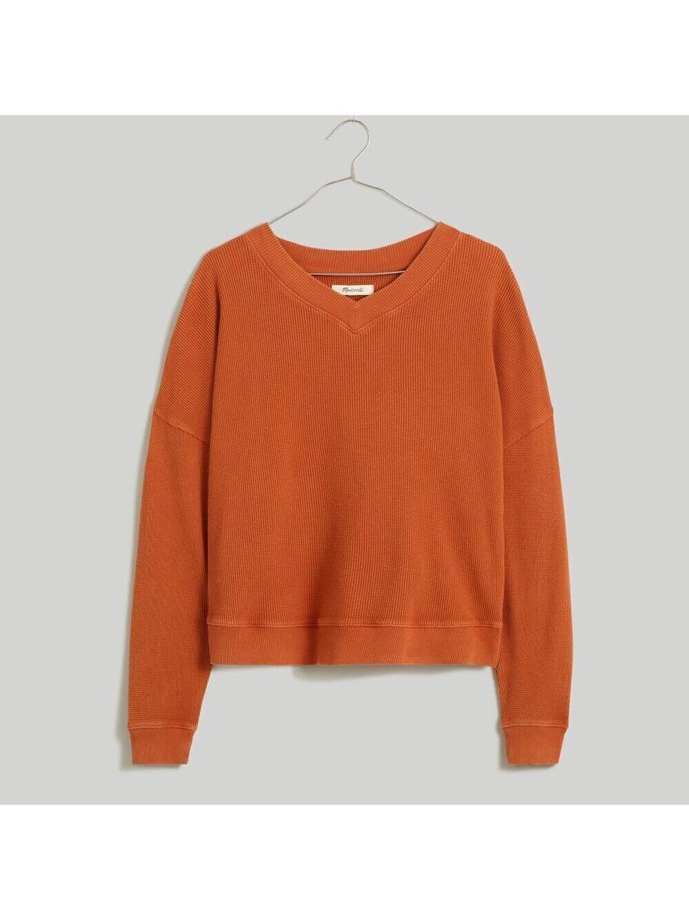 Madewell Burnt Orange Waffle Knit Boxy Sweater Size XS